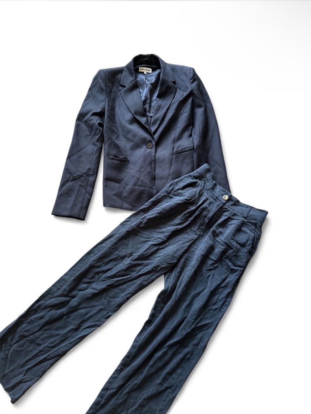 Navy Two-Piece Blazer and Trousers Set